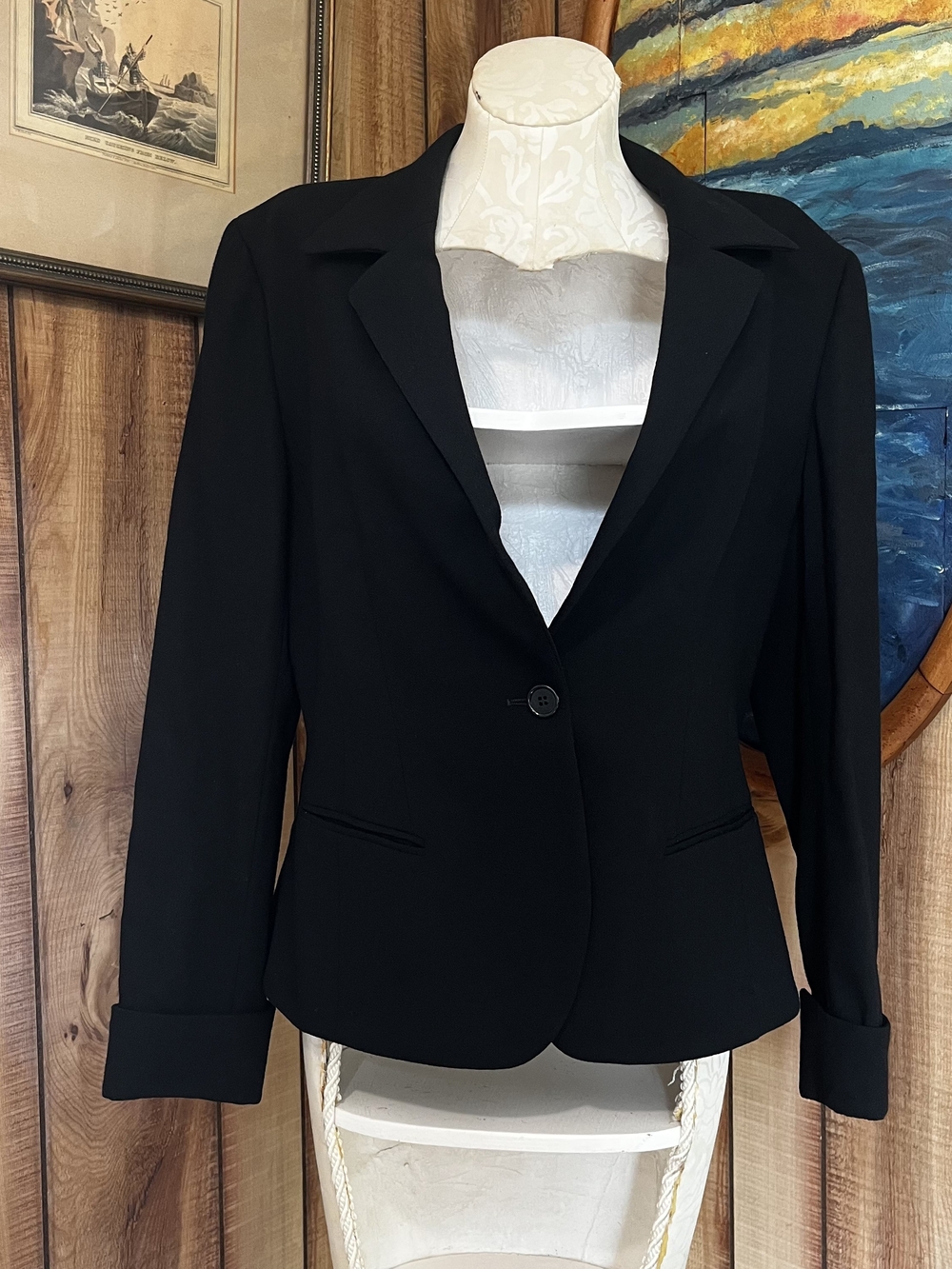 💋 Vintage Woolmark-ceritfied black blazer made in Turkey (100% Pure high-qualit